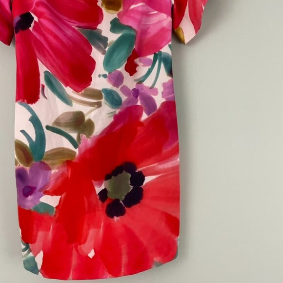 Trina Turk Watercolor Floral Off The Shoulder Sheath Dress Size 6 - Picture 5 of 6